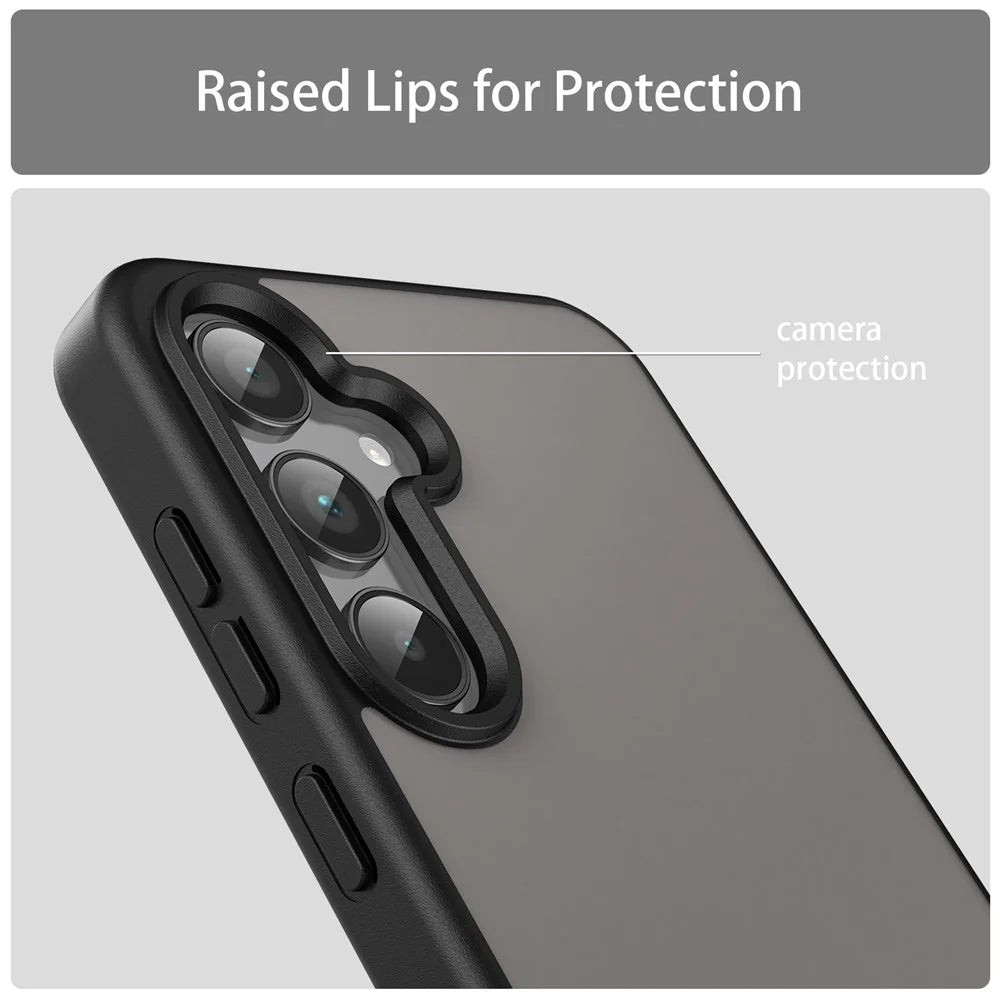 For Samsung Galaxy A35 5G Case Skin Touch Matte Anti Drop TPU PC Phone Back Cover - Black - 7