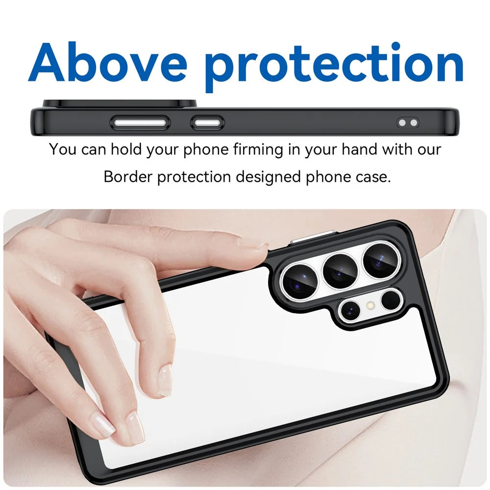 For Samsung Galaxy S26 Ultra Case TPU + Acrylic Protective Clear Phone Cover - Black - 3