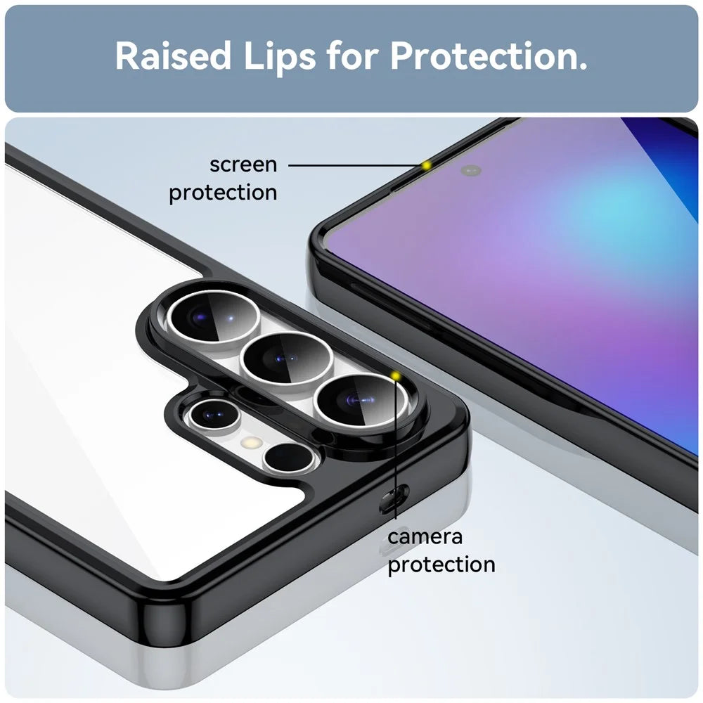 For Samsung Galaxy S26 Ultra Case TPU + Acrylic Protective Clear Phone Cover - Black - 5