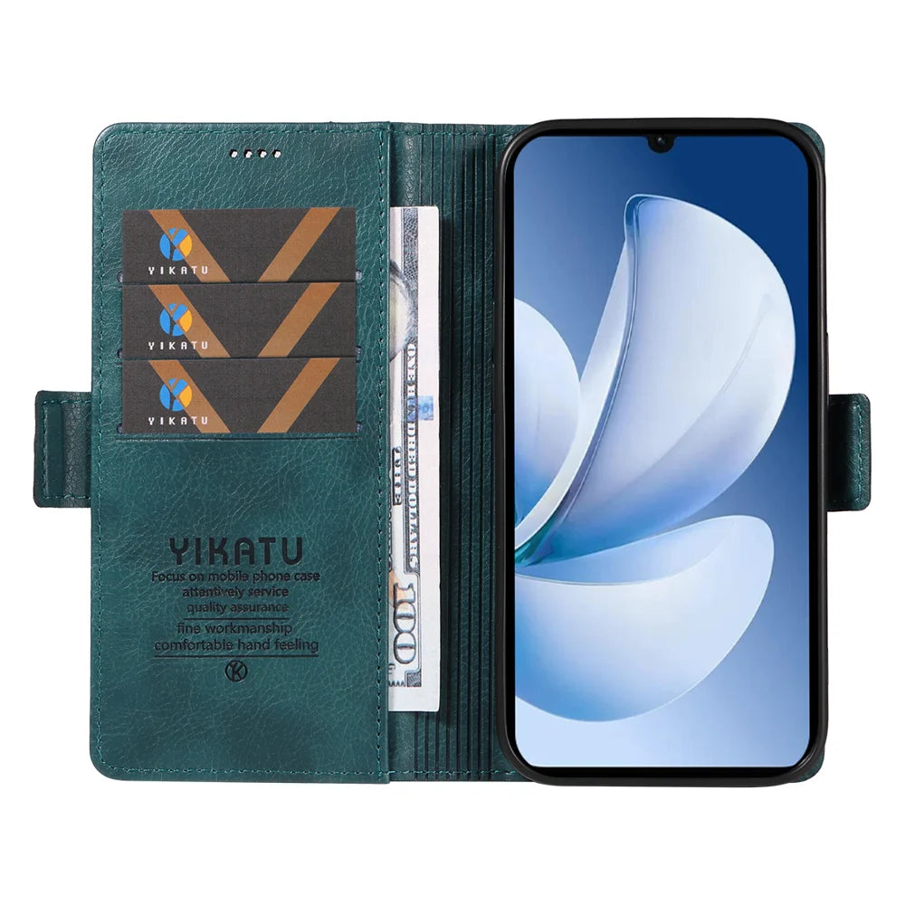 YIKATU For Realme Narzo 80 Lite 4G / Realme Note 70 4G / Realme Note 70T 4G / Realme C71 4G (India) Case  YK-007 Litchi Texture PU Leather Wallet Phone Cover - Blue - 2