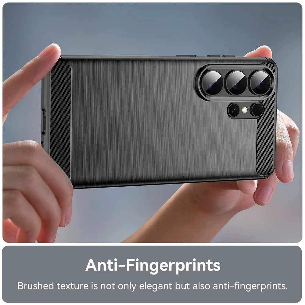 For Samsung Galaxy S26 Ultra Case Protective Phone Cover Carbon Fiber Texture Brushed - Black - 4