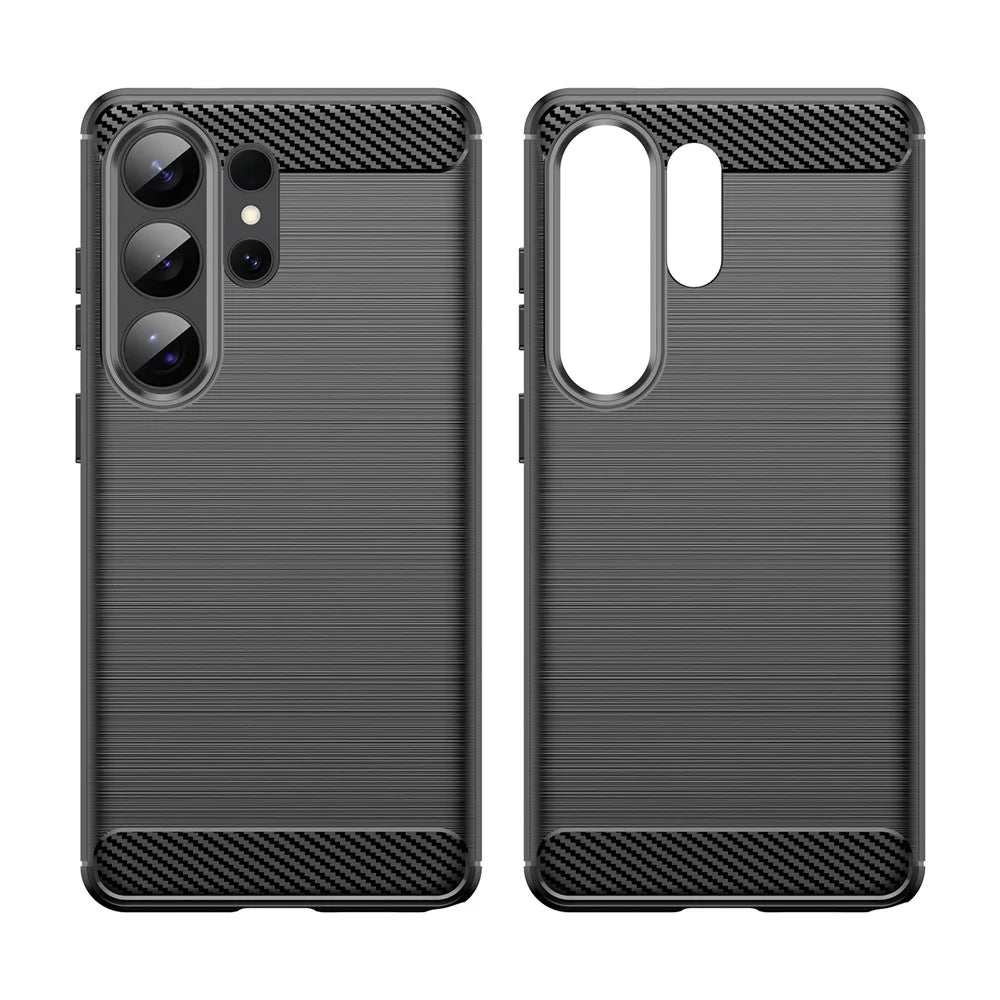 For Samsung Galaxy S26 Ultra Case Protective Phone Cover Carbon Fiber Texture Brushed - Black - 7