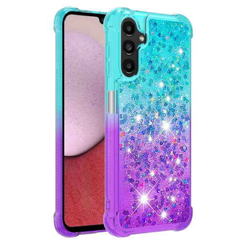 For Samsung Galaxy A14 5G / A14 4G TPU Case Gradient Quicksand Phone Back Cover - Sky Blue  /  Purple - 1