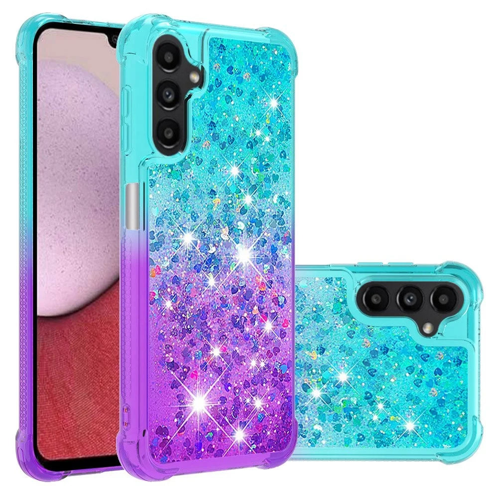 For Samsung Galaxy A14 5G / A14 4G TPU Case Gradient Quicksand Phone Back Cover - Sky Blue  /  Purple - 2