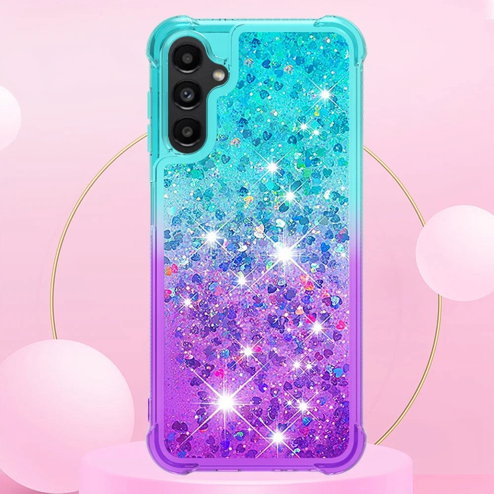 For Samsung Galaxy A14 5G / A14 4G TPU Case Gradient Quicksand Phone Back Cover - Sky Blue  /  Purple - 3