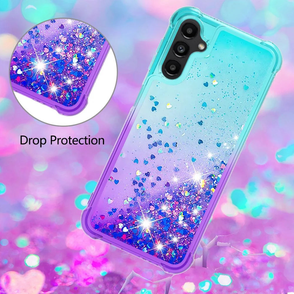 For Samsung Galaxy A14 5G / A14 4G TPU Case Gradient Quicksand Phone Back Cover - Sky Blue  /  Purple - 5