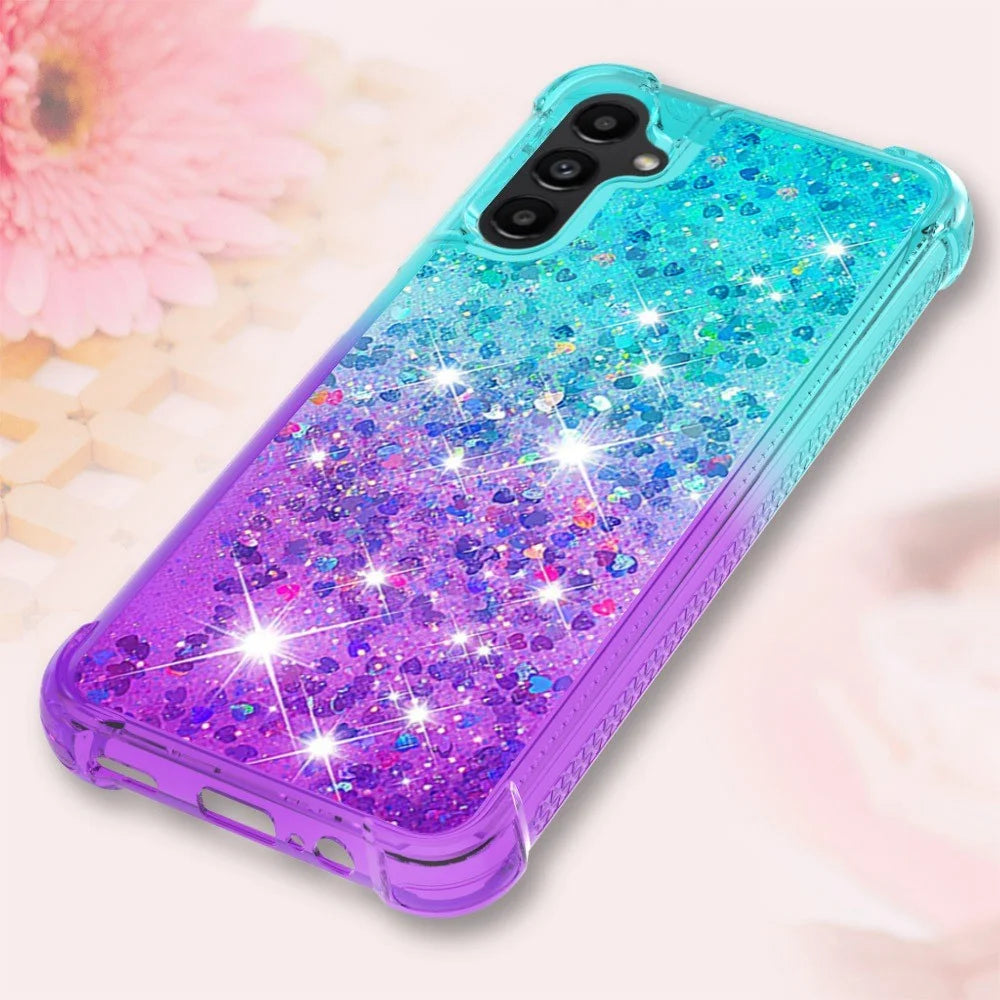 For Samsung Galaxy A14 5G / A14 4G TPU Case Gradient Quicksand Phone Back Cover - Sky Blue  /  Purple - 6
