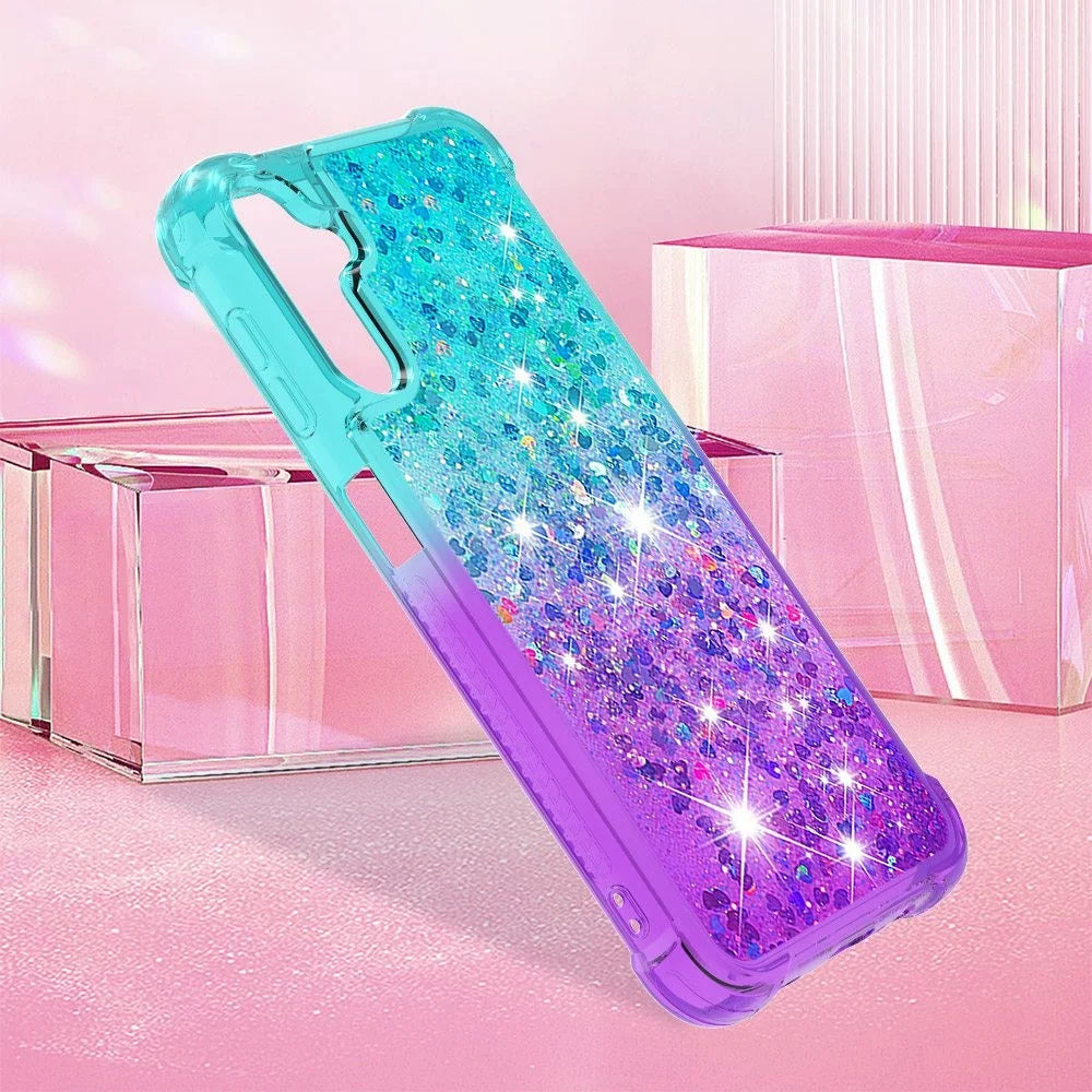 For Samsung Galaxy A14 5G / A14 4G TPU Case Gradient Quicksand Phone Back Cover - Sky Blue  /  Purple - 7
