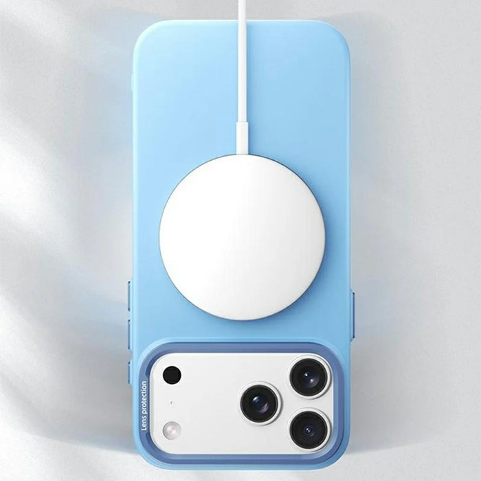 For iPhone 17 Pro Magnetic Case Plant-based Fiber + PC Phone Cover with Metal Lens Frame - Blue - 5