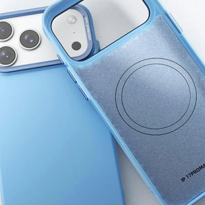 For iPhone 17 Pro Magnetic Case Plant-based Fiber + PC Phone Cover with Metal Lens Frame - Blue - 6