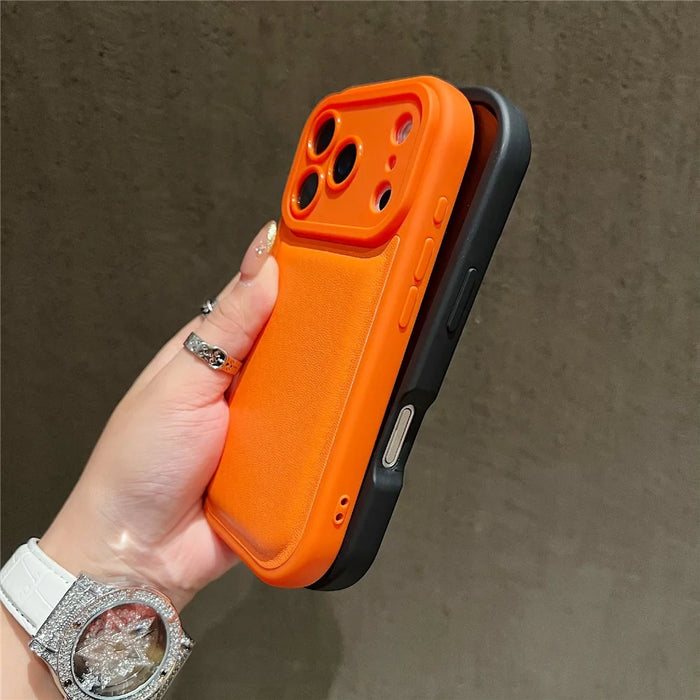For iPhone 17 Pro Case Round Hole Shockproof PU + TPU Phone Back Cover - Orange - 2