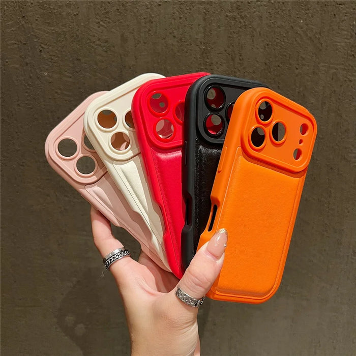 For iPhone 17 Pro Case Round Hole Shockproof PU + TPU Phone Back Cover - Orange - 4