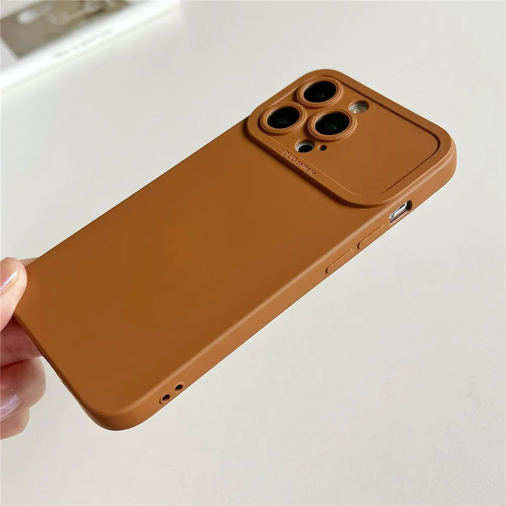 YCADEN For iPhone 15 Pro Case Precision Cutout TPU Protective Phone Cover - Brown - 5