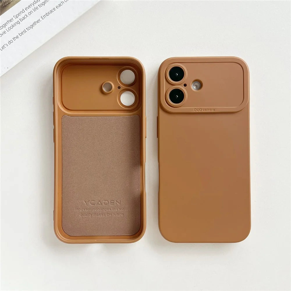YCADEN For iPhone 16 Case Precision Cutout TPU Protective Phone Cover - Brown - 2