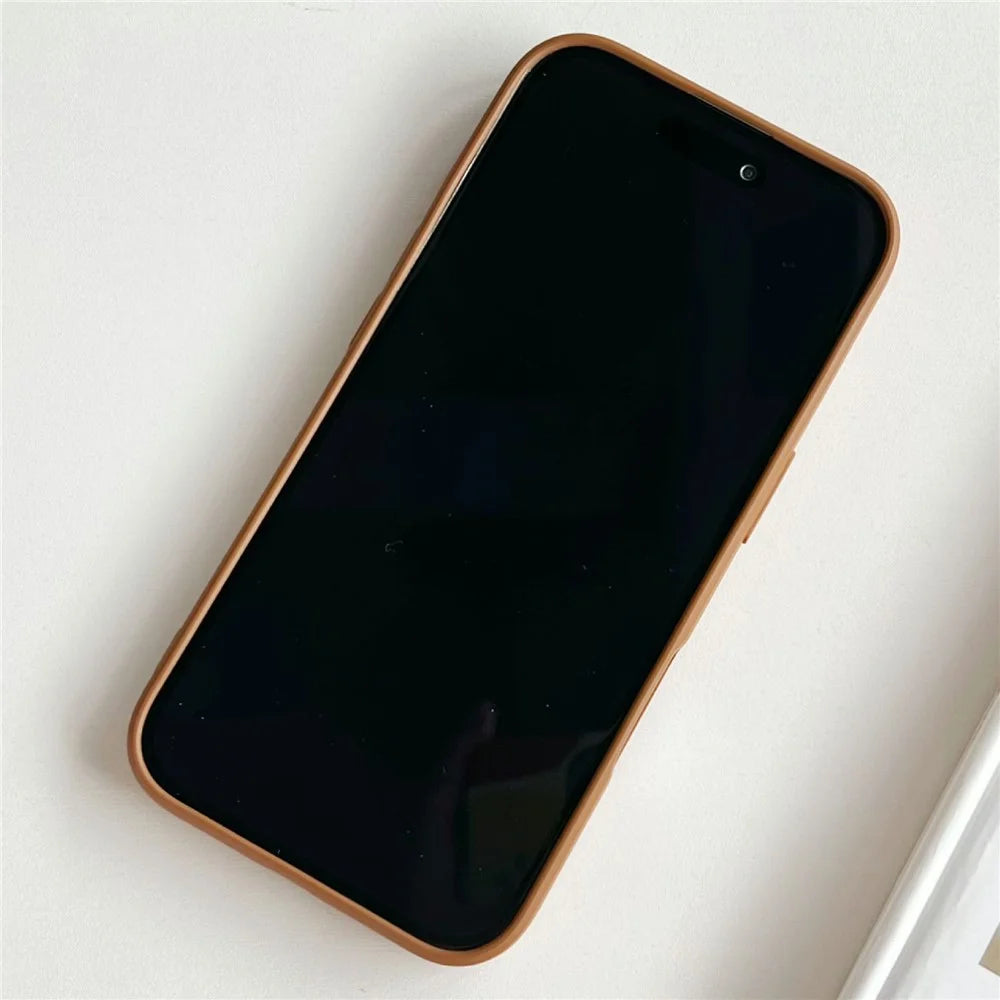 YCADEN For iPhone 16 Case Precision Cutout TPU Protective Phone Cover - Brown - 3