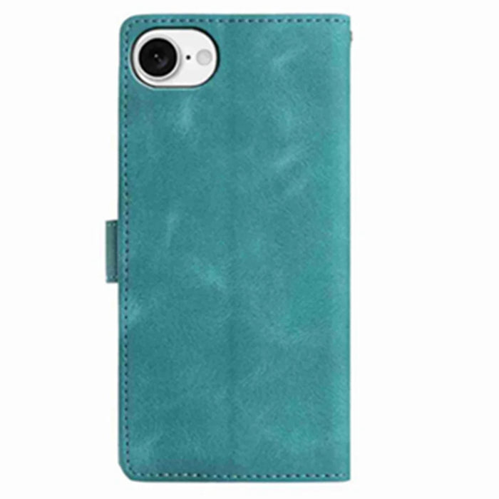 For iPhone 17e / 16e Case Garden Imprinted PU Leather Wallet Phone Cover with Wrist Strap - Green - 4