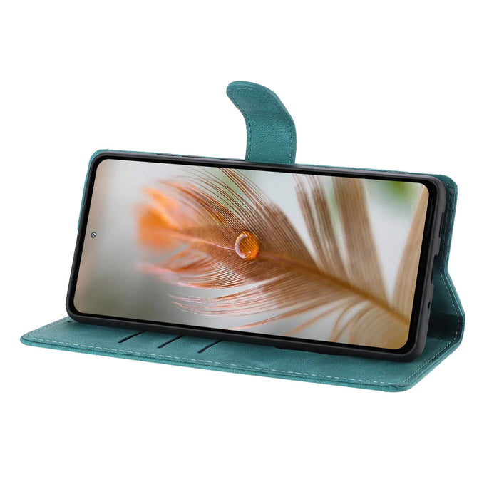 For iPhone 17e / 16e Case Garden Imprinted PU Leather Wallet Phone Cover with Wrist Strap - Green - 6