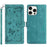 For iPhone 16 Pro Max Case Garden Imprinted PU Leather Wallet Phone Cover with Wrist Strap - Green - 1