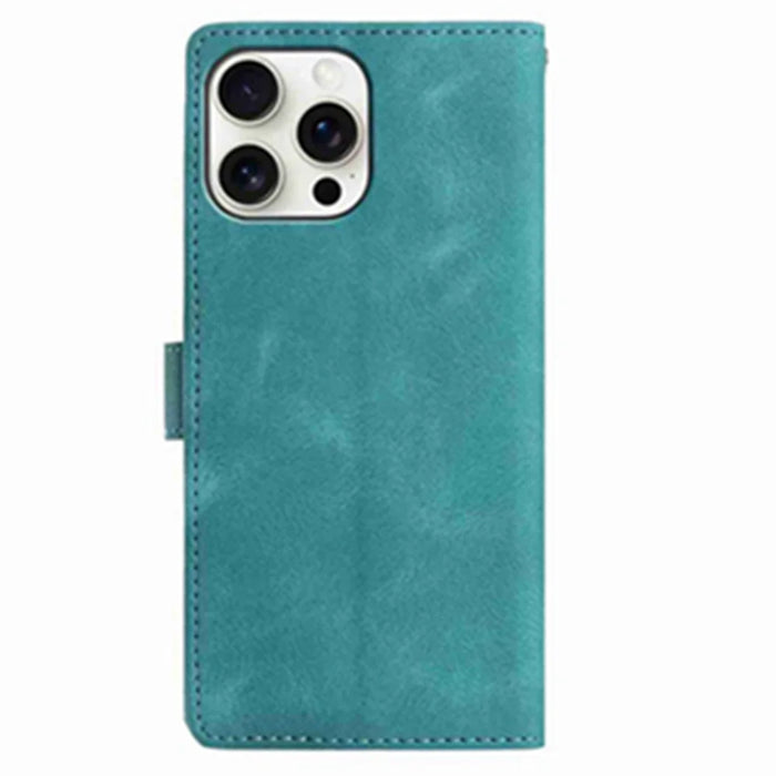 For iPhone 16 Pro Max Case Garden Imprinted PU Leather Wallet Phone Cover with Wrist Strap - Green - 4