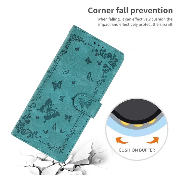 For iPhone 16 Pro Max Case Garden Imprinted PU Leather Wallet Phone Cover with Wrist Strap - Green - 7