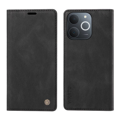YIKATU For Realme Narzo 80 Lite 4G / Realme Note 70 4G / Realme Note 70T 4G / Realme C71 4G (India) Leather Cover  YK-004 Skin-Touch Wallet Phone Cases - Black - 1