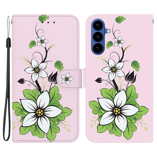 For Samsung Galaxy S26 Wallet Phone Case Anti-Drop Pattern Printing Leather Flip Cover with Strap - Lily - 1