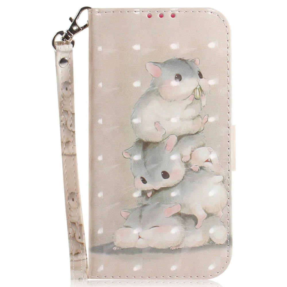 For Samsung Galaxy S26 Case Pattern Printing Leather Wallet Phone Cover with Wrist Strap - Stacking Squirrels - 6
