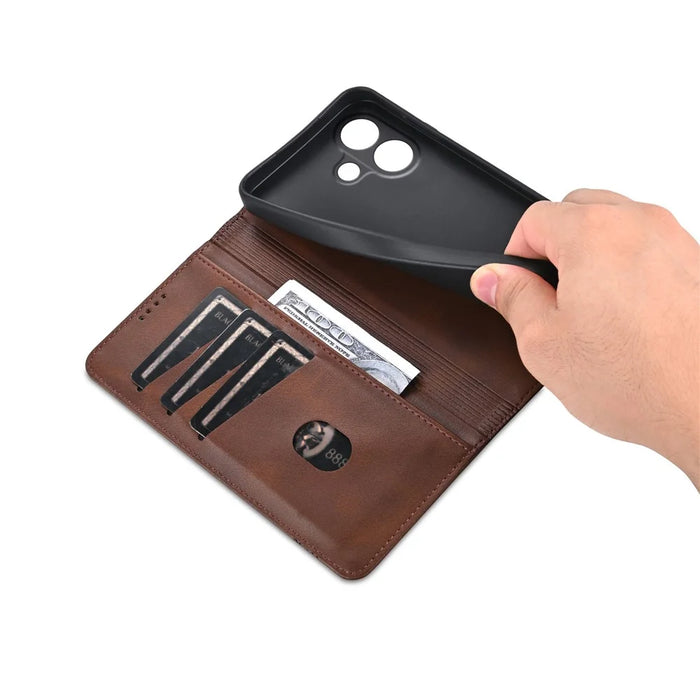 AZNS For vivo V60 Lite 5G Case Cowhide Texture PU Leather Wallet Phone Cover - Coffee - 6