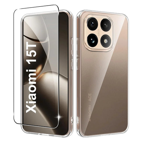 For Xiaomi 15T Clear TPU Anti-Scratch Phone Case + 2.5D Arc Edge Screen Protector - 1