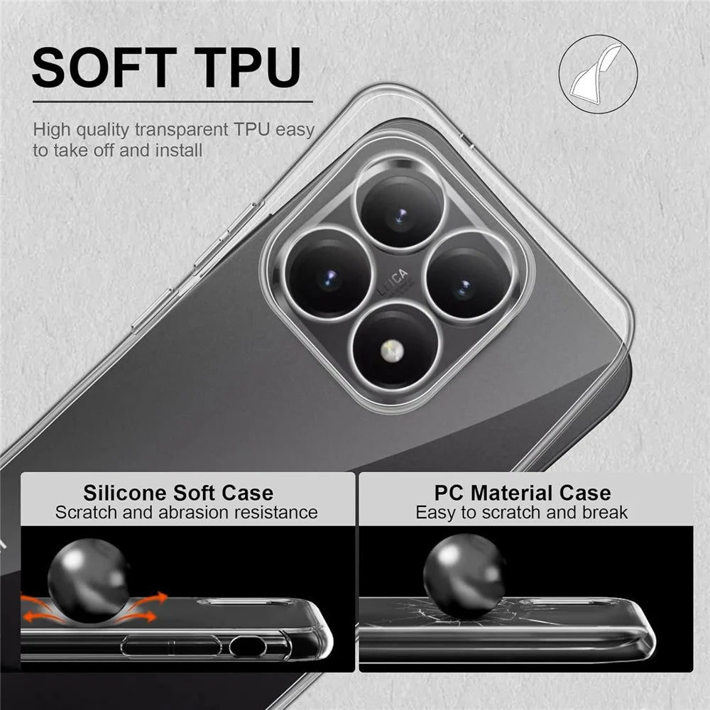 For Xiaomi 15T Clear TPU Anti-Scratch Phone Case + 2.5D Arc Edge Screen Protector - 4