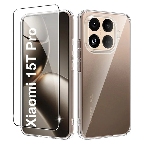 For Xiaomi 15T Pro Clear TPU Anti-Scratch Phone Case + 2.5D Arc Edge Screen Protector - 1