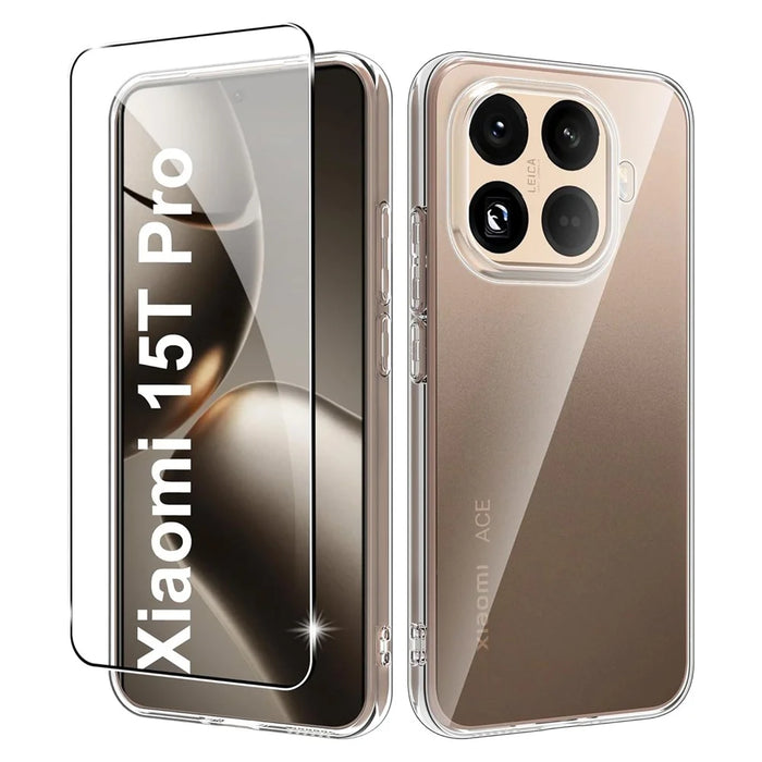For Xiaomi 15T Pro Clear TPU Anti-Scratch Phone Case + 2.5D Arc Edge Screen Protector - 1