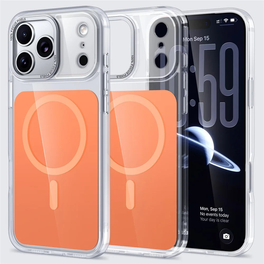 For iPhone 18 Pro Max / 17 Pro Max Case Compatible with MagSafe TPU Acrylic Phone Back Cover - Orange - 1