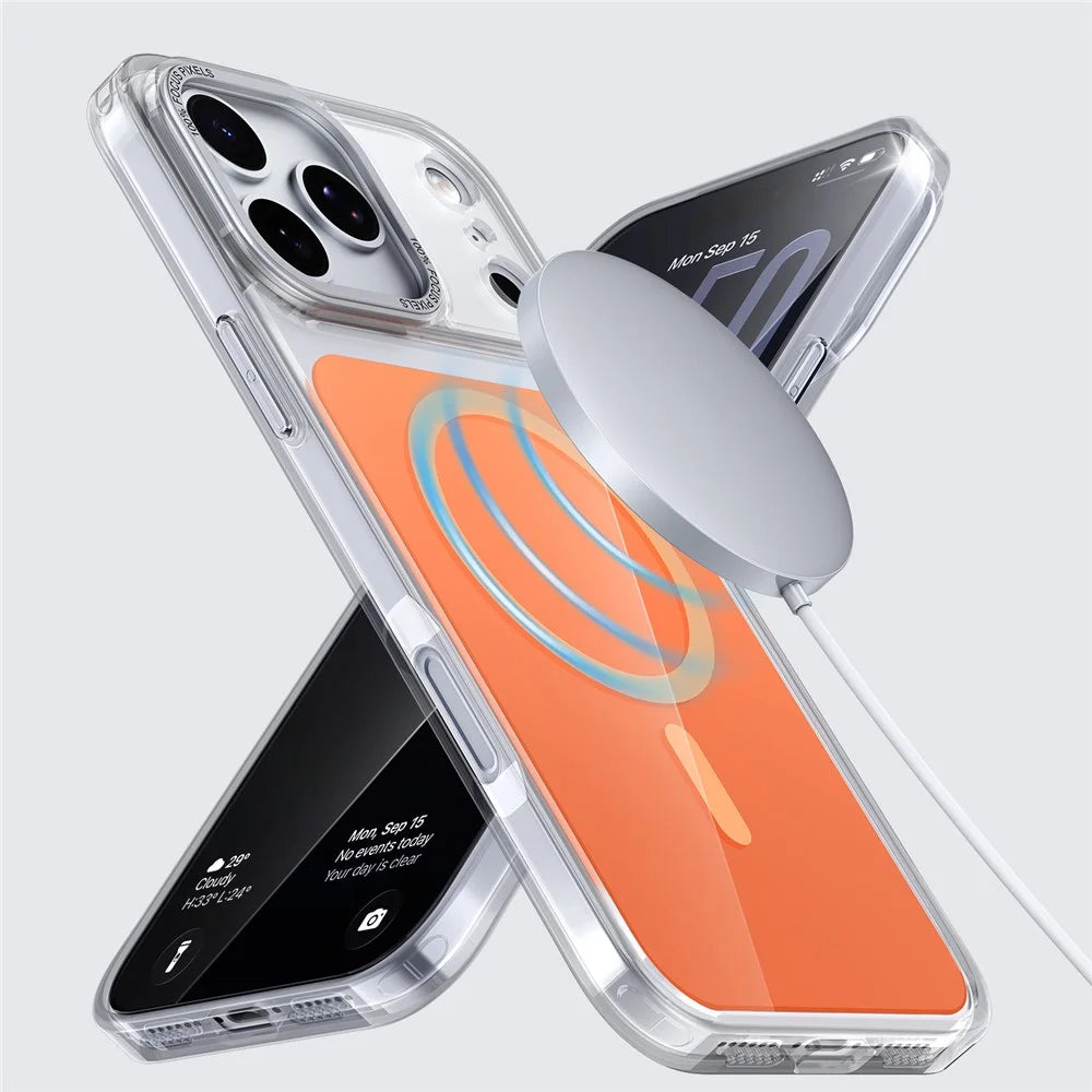 For iPhone 18 Pro Max / 17 Pro Max Case Compatible with MagSafe TPU Acrylic Phone Back Cover - Orange - 3