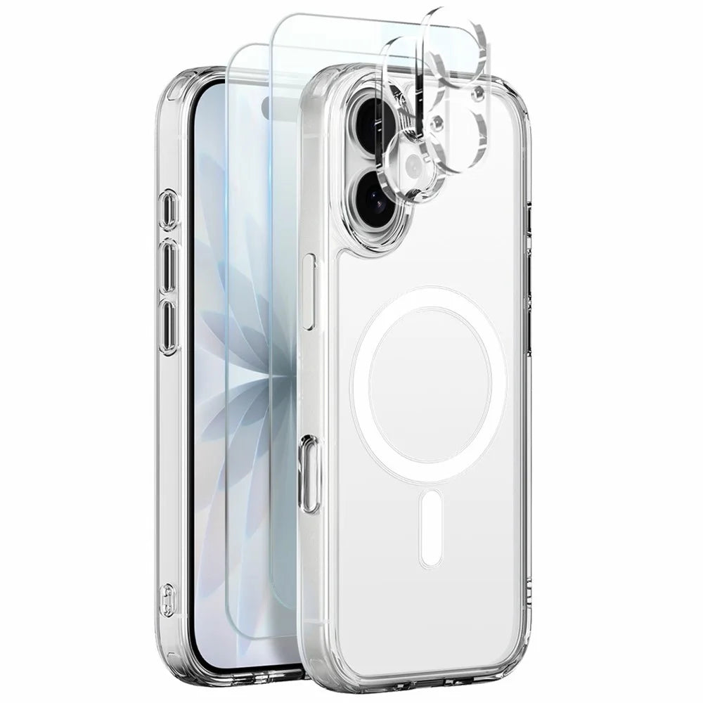 NORTHJO 5 in 1 Set for iPhone 17 Magnetic Case PC + TPU Phone Cover with 2 Front Screen Protector + 2 Lens Film - 1