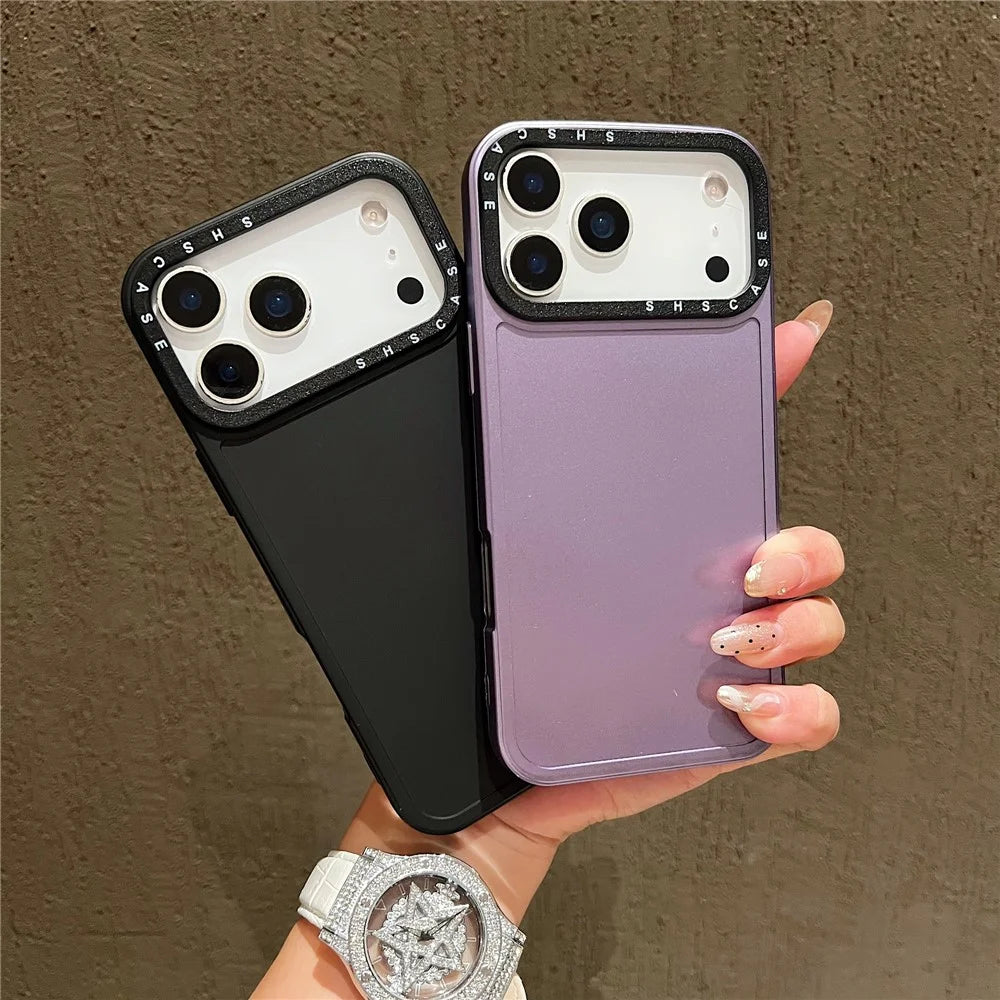 For iPhone 18 Pro / 17 Pro Case Black Lens Frame Metal Paint Finish PC + TPU Phone Back Cover - Black - 2