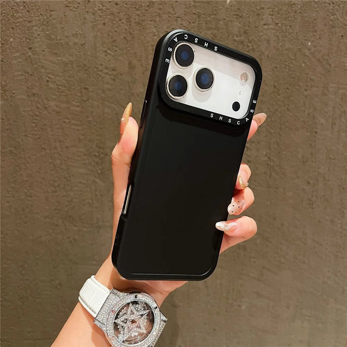 For iPhone 18 Pro Max / 17 Pro Max Case Black Lens Frame Metal Paint Finish PC + TPU Phone Back Cover - Black - 1