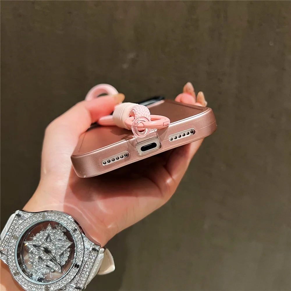 For iPhone 18 Pro Max / 17 Pro Max Case Black Lens Frame Metal Paint Finish PC + TPU Phone Back Cover with Wrist Strap - Silver - 6