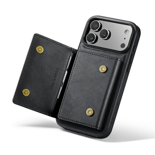 DG.MING M5 Series For iPhone 18 Pro / 17 Pro Case Detachable Magnetic Leather Phone Cover with Card Slots - Black - 2