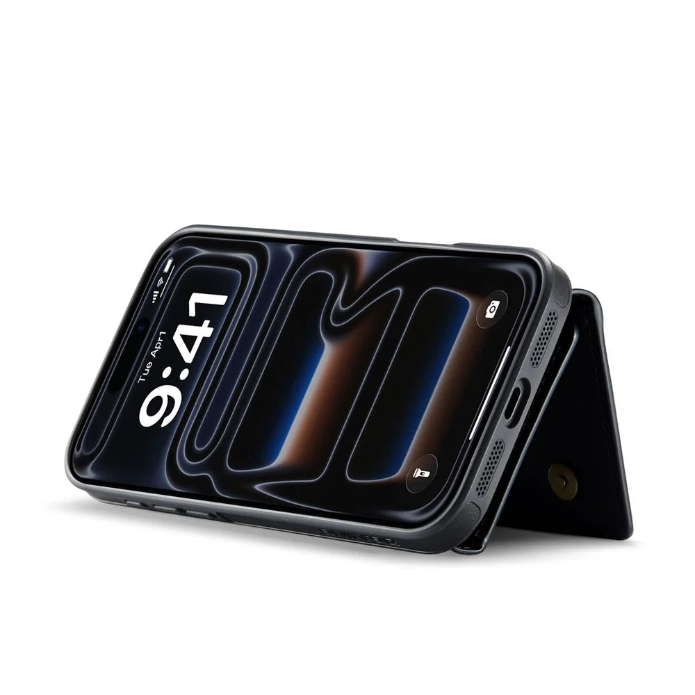 DG.MING M5 Series For iPhone 18 Pro / 17 Pro Case Detachable Magnetic Leather Phone Cover with Card Slots - Black - 5