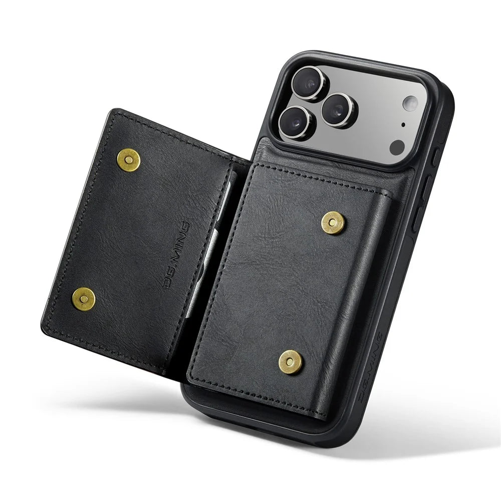 DG.MING M5 Series For iPhone 18 Pro Max / 17 Pro Max Case Detachable Magnetic Leather Phone Cover with Card Slots - Black - 2
