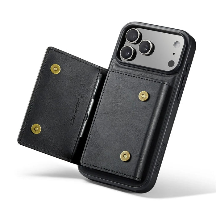 DG.MING M5 Series For iPhone 18 Pro Max / 17 Pro Max Case Detachable Magnetic Leather Phone Cover with Card Slots - Black - 2