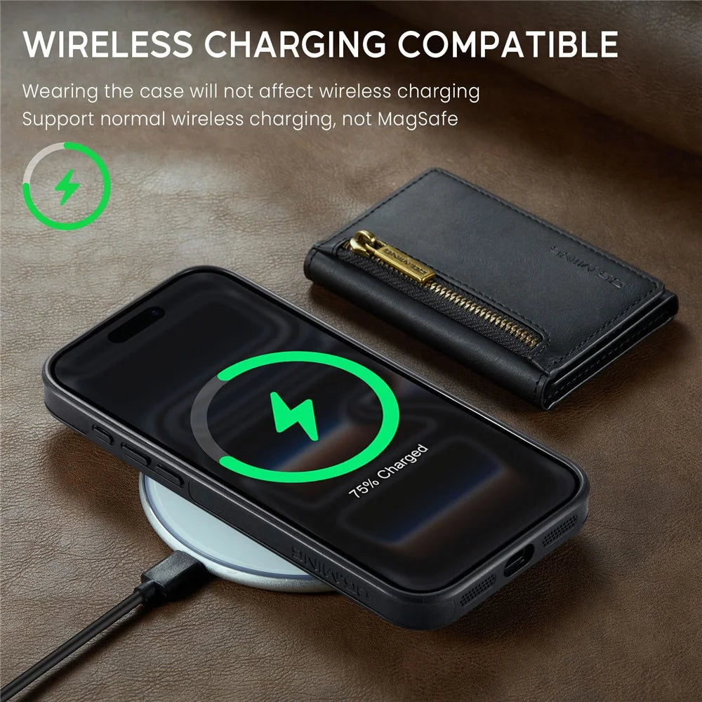 DG.MING M5 Series For iPhone 18 Pro Max / 17 Pro Max Case Detachable Magnetic Leather Phone Cover with Card Slots - Black - 7