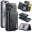 DG.MING M6 Series For iPhone 17 Case Magnetic Wallet PU + PC + TPU Phone Cover - Black - 1