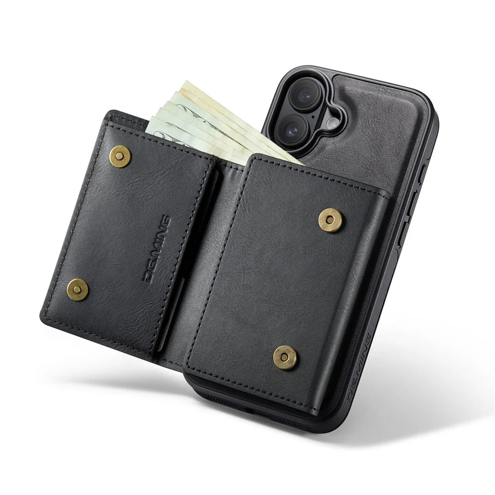 DG.MING M6 Series For iPhone 17 Case Magnetic Wallet PU + PC + TPU Phone Cover - Black - 2