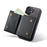 DG.MING M6 Series For iPhone 17 Case Magnetic Wallet PU + PC + TPU Phone Cover - Black - 2