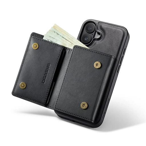 DG.MING M6 Series For iPhone 17 Case Magnetic Wallet PU + PC + TPU Phone Cover - Black - 2