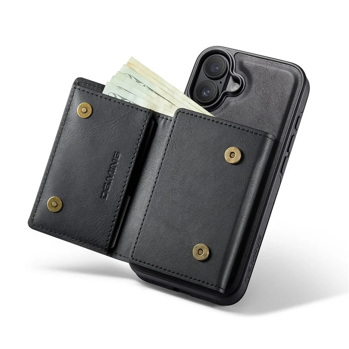 DG.MING M6 Series For iPhone 17 Case Magnetic Wallet PU + PC + TPU Phone Cover - Black - 2