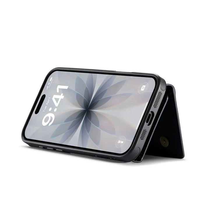 DG.MING M6 Series For iPhone 17 Case Magnetic Wallet PU + PC + TPU Phone Cover - Black - 5