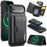 DG.MING M6 Series For iPhone Air Case Magnetic Wallet PU + PC + TPU Phone Cover - Black - 1